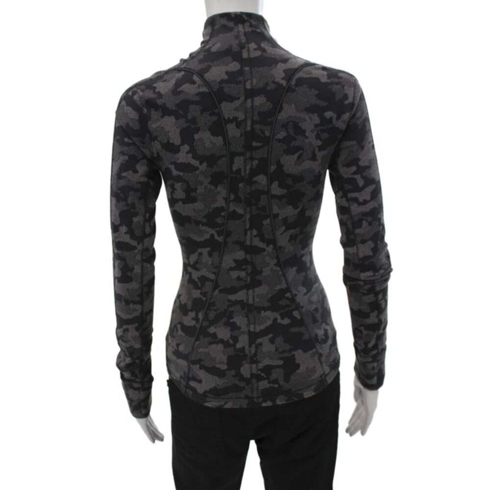 Lululemon Womens Black Camo Mock Neck Zip Pullover Long Sleeve Nylon Size 4 - Picture 3 of 4